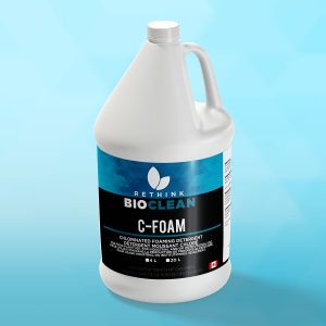 A ReThink BioClean's jug of c-foam brewery cleaner.