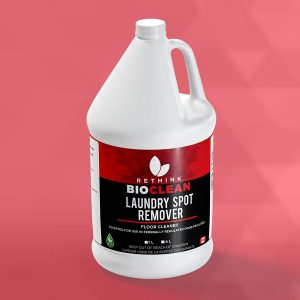 A ReThink BioClean's jug of Laundry Spot Remover cleaner.