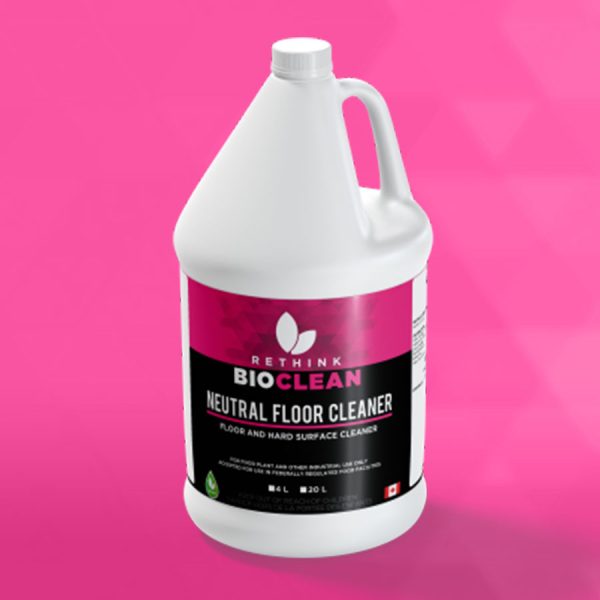 A ReThink BioClean's jug of Neutral Floor Cleaner.