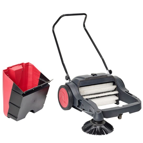 A Viper Venom PS480 push sweeper in black and red.