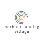 Harbour Landing Village logo with a rainbow bullseye design.